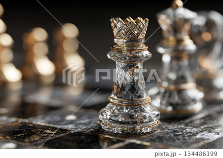 チェス盤上のクリスタル駒 134486199