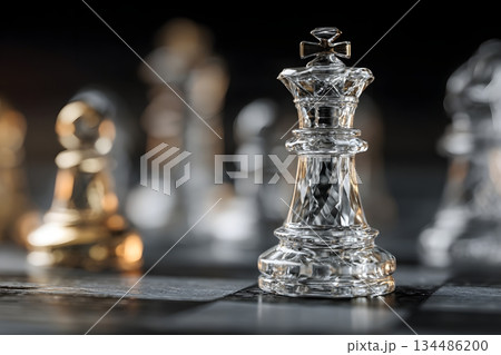 チェス盤上のクリスタル駒 134486200