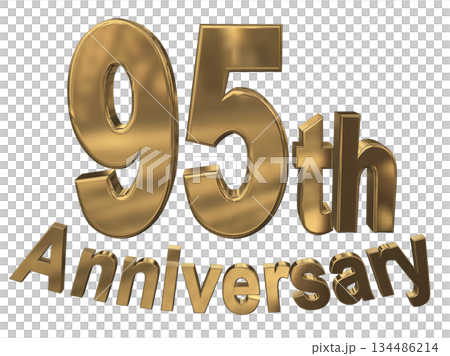 3DCG文字「95th Anniversary/95周年マークキラキラ」 134486214