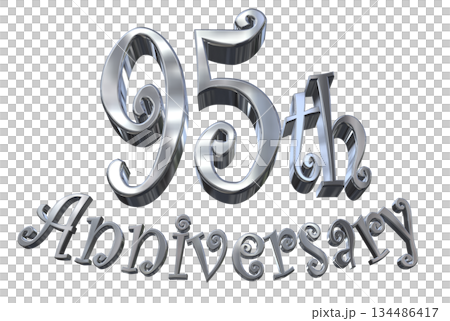 3DCG文字「95th Anniversary/95周年マークキラキラ」 134486417