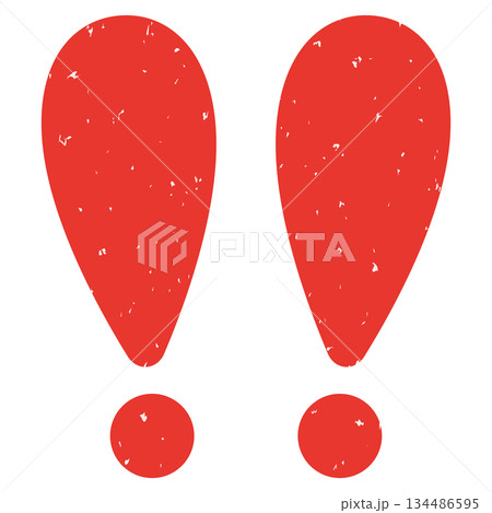 スタンプ風のびっくりマークのイラスト 134486595