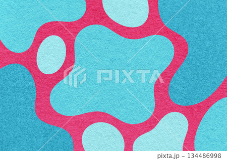 Abstract blue, turquoise and magenta background with amorphous shapes and spots, paper texture in flat organic design Abstract blue, turquoise and magenta background with amorphous shapes and spots, paper texture in flat organic design 134486998