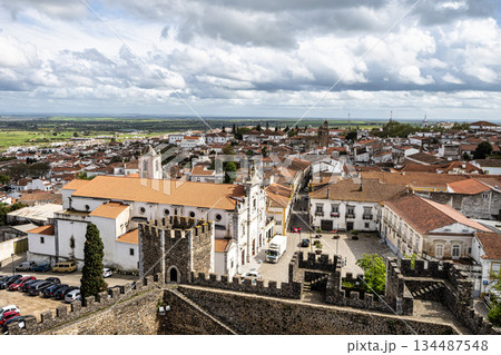 Beja, Portugal - Mar 28, 2025: Beja city overview taken from castle, Baixo Alentejo, Portugal 134487548