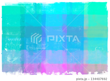 手描きローラーの重ね塗り、おしゃれなチェックアート 134487692