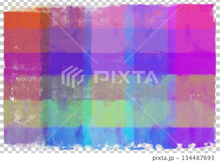 手描きローラーの重ね塗り、おしゃれなチェックアート 134487693