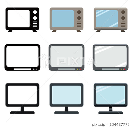 シンプルなテレビのアイコンセット 134487773