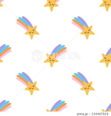 cartoon comet seamless pattern cartoon comet seamless pattern 134487929