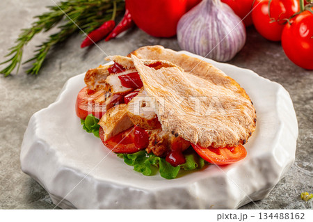 Pita with chicken and vegetables 134488162