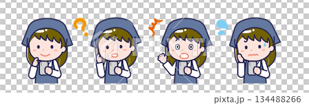 A female "staff member" using a smartphone 134488266