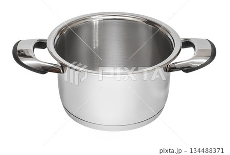 Stainless steel pot for cooking isolated on white 134488371