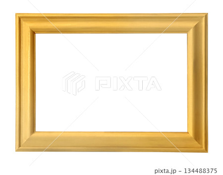Golden wood picture frame with empty space 134488375