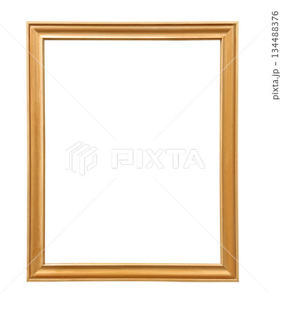 Golden square picture frame with transparent background 134488376