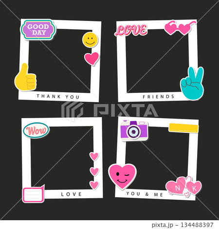 Vintage hipster retro stile photo frame. 134488397