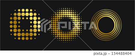 Gold Halton set design template on black background. 134488404