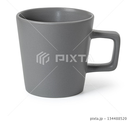 Grey ceramic matte coffee mug isolated on white Grey ceramic matte coffee mug isolated on white 134488520