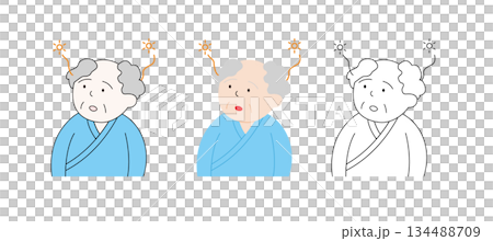 一位患有低活動性譫妄的老年人的插圖 | 老年人、譫妄、癡呆、老人、面部表情、意識混亂 一位患有低活動性譫妄的老年人的插圖 | 老年人、譫妄、癡呆、老人、面部表情、意識混亂 134488709