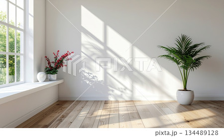 《AI画像》自然光の入る白い部屋 134489128