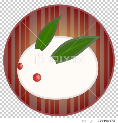 円形背景のついた雪うさぎのイラスト 134490478