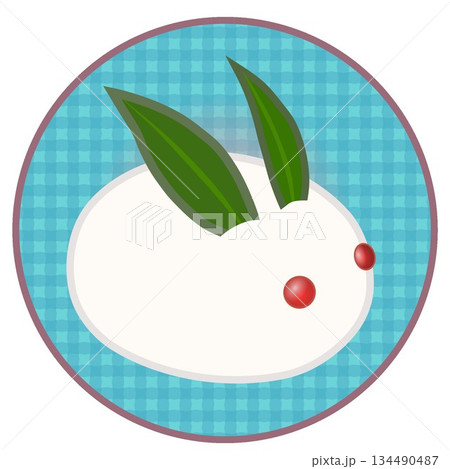 円形背景のついた雪うさぎのイラスト 134490487