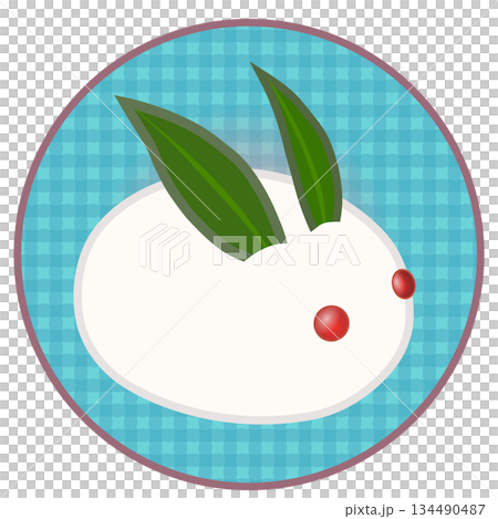 円形背景のついた雪うさぎのイラスト 134490487