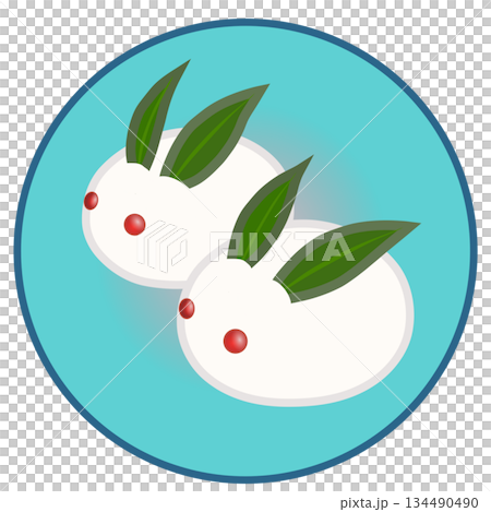 円形背景のついた雪うさぎのイラスト 134490490