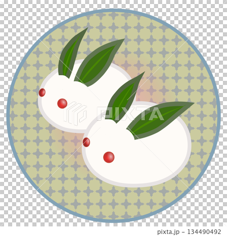 圓形背景的雪兔插圖 134490492