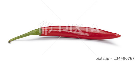 Side view of red pepper on white background Side view of red pepper on white background 134490767