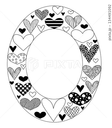 Hand drawn doodle hearts Frame oval Valentine's Day. Vector graphic line black and white illustration. Copy space Template for package, holiday design, fabric and textile. Hand drawn doodle hearts Frame oval Valentine's Day. Vector graphic line black and white illustration. Copy space Template for package, holiday design, fabric and textile. 134491092