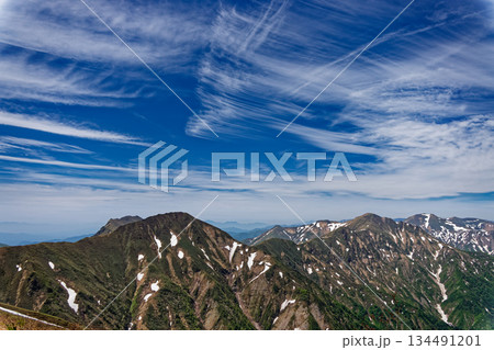 谷川連峰・一ノ倉岳稜線から見る上越国境稜線 谷川連峰・一ノ倉岳稜線から見る上越国境稜線 134491201