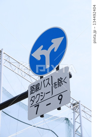 指定方向外通行禁止の規制標識　道路標識　通行規制 134492404