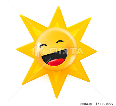 Emoticon with yellow rays. 3d vector illustration 134493095