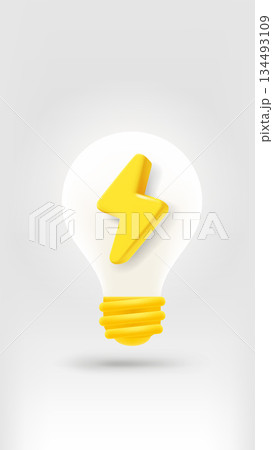 Lighting bulb with golden bolt. 3d vector illustration Lighting bulb with golden bolt. 3d vector illustration 134493109