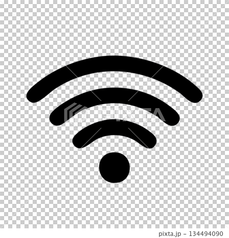 WIFI　アイコン　素材　モノクロ　シンプル 134494090