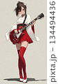 楽器女子038 巫女風衣装でギターを演奏する女性イラスト 134494436