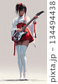 楽器女子040 巫女風衣装でギターを演奏する女性イラスト 134494438
