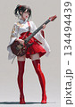 楽器女子041 巫女風衣装でギターを演奏する女性イラスト 134494439