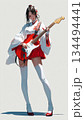 楽器女子043 巫女風衣装でギターを演奏する女性イラスト 134494441