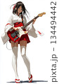 楽器女子044 巫女風衣装でギターを演奏する女性イラスト 134494442