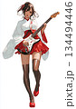 楽器女子048 巫女風衣装でギターを演奏する女性イラスト 134494446