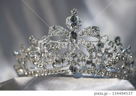 Luxury golden royal crown, diadem with bow detail. Luxury golden royal crown, diadem with bow detail. 134494537