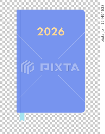 2026 年藍色封面計畫本或日記本插圖 - 簡潔的圖片素材，可用於日程安排、目標設定和年度計劃。 134494638