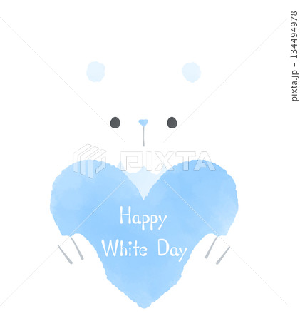 ホワイトデー 水色のハートを持った熊のイラスト ホワイトデー 水色のハートを持った熊のイラスト 134494978