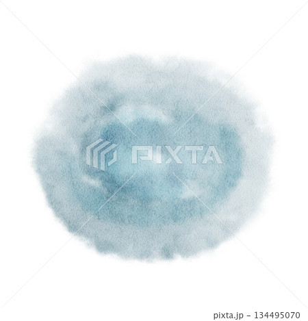 Soft watercolor cloud texture calm blue tones, hand-painted, natural paper grain, smooth edges. Isolated abstract background ideal for branding, wellness, stationery, packaging, modern design projects 134495070