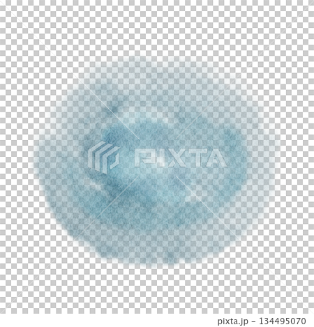 Soft watercolor cloud texture calm blue tones, hand-painted, natural paper grain, smooth edges. Isolated abstract background ideal for branding, wellness, stationery, packaging, modern design projects 134495070