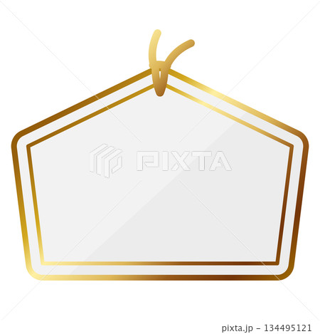 高級感のある絵馬型のフレーム　ホワイト＆ゴールド 134495121