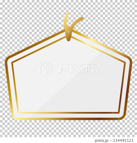 高級感のある絵馬型のフレーム　ホワイト＆ゴールド 134495121