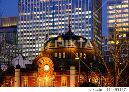 光の競演が美しい冬の東京駅 丸の内界隈 134495137