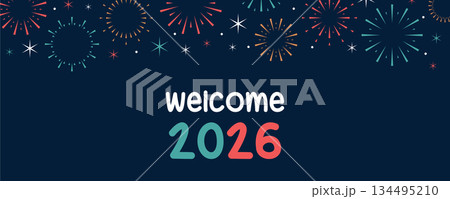 welcome 2026 happy new year fireworks celebration background vector illustration 134495210