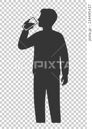 水を飲む男性のシルエットアイコン 134495437