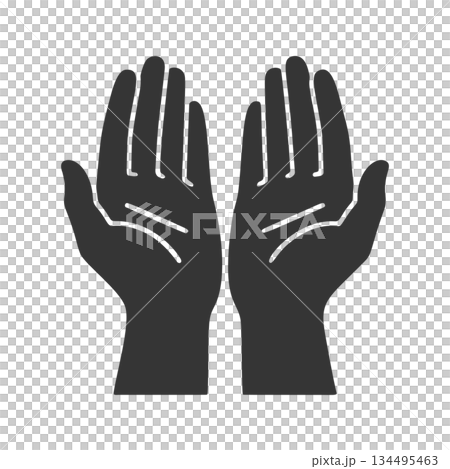 Silhouette icon of two hands scooping water 134495463